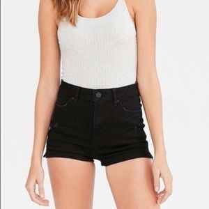 BDG Urban Outfitters Pinup Distressed Black Super High Waisted Denim Jean Shorts